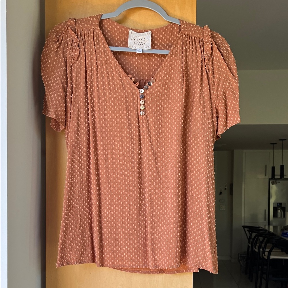 Johnny Was Blouse, tan-orange